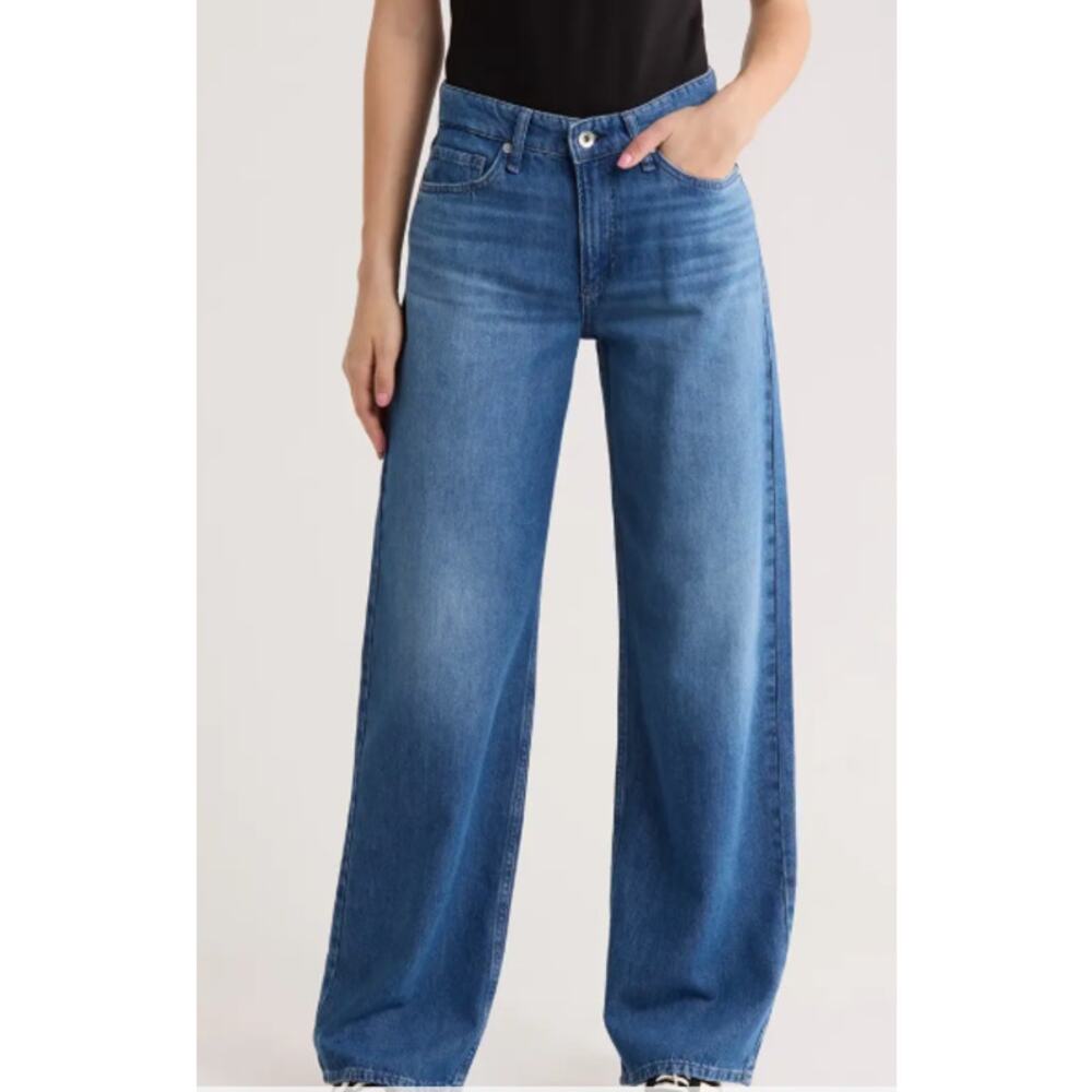 rag & bone Lori Mid Rise Baggy Wide Leg Jeans Y2K Medium Wash Size 28 NWT $258